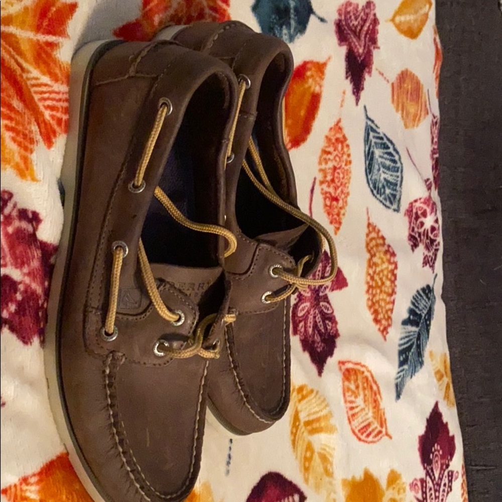 Dark brown sperrys. Size 10. Only worn twice.